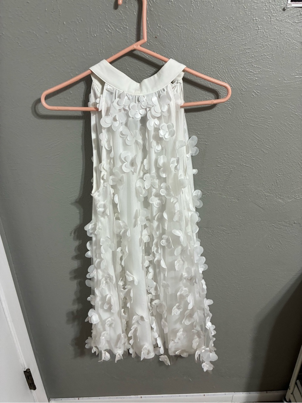 TCEC White Floral Appliqué Midi Dress